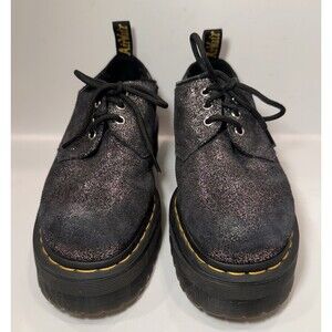 Dr. Martens Platform Oxfords Black Metallic Glitter Suede Women’s US 9